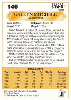 1991 Jockey Star Jockeys #146 Gallyn Mitchell Back